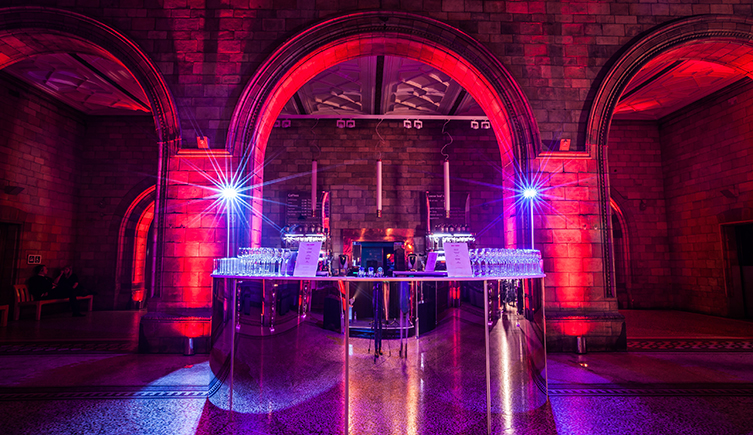 North Hall at the Natural History Museum dressed for an event